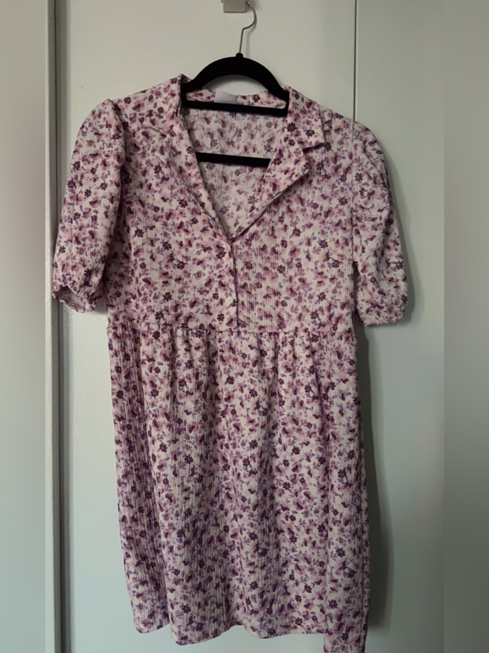 Zara Lavender Floral Short Sleeve Smock Dress
